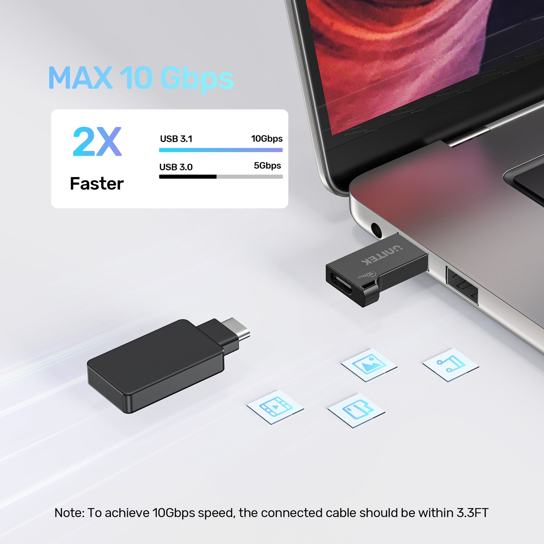 10Gbps USB-A 轉 USB-C轉換器