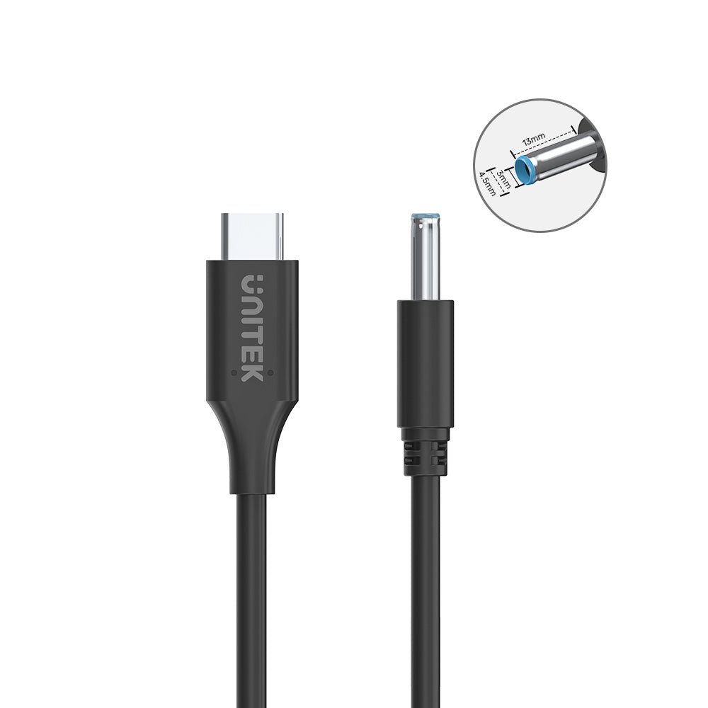 65W USB C 轉 DC 充電線 (DC Jack 4.5 x 3.0 mm,適用於HP手提電腦)