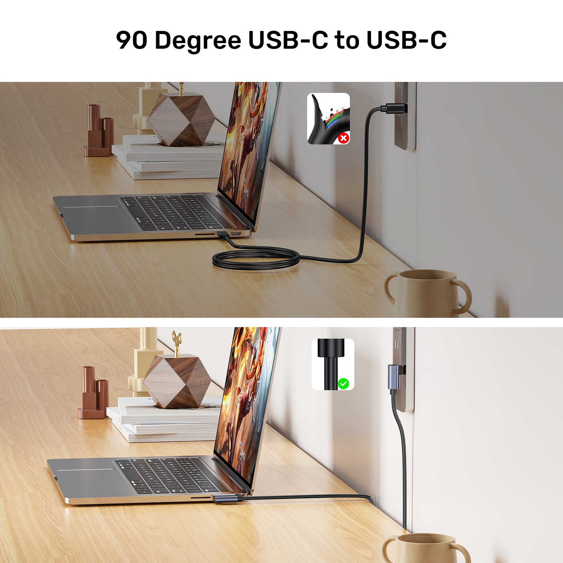 PD100W USB-C Cable Dual 90 Degree