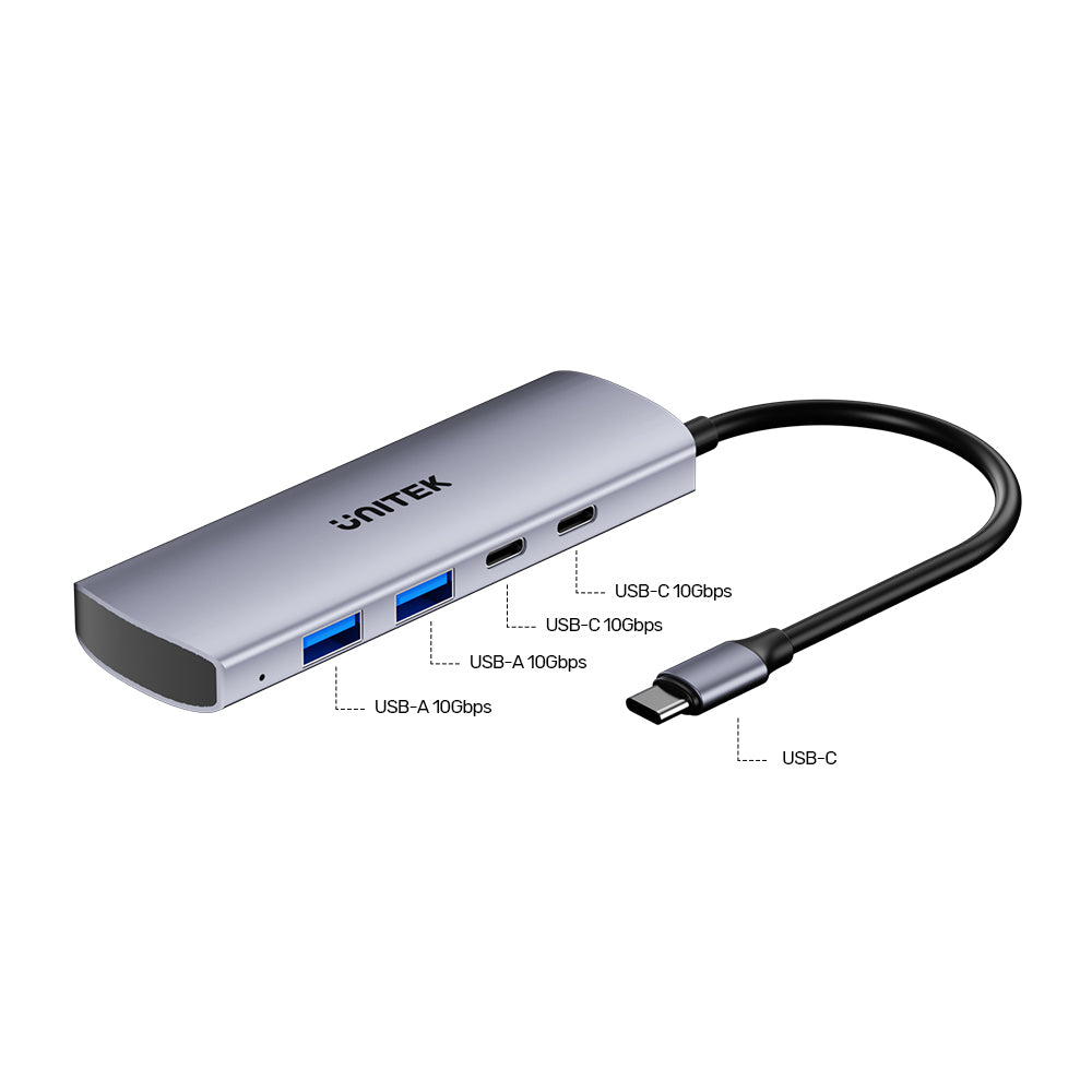 uHUB Q4 4合1 10Gbps USB-C 集線器連2個USB-A和2個USB-C端口