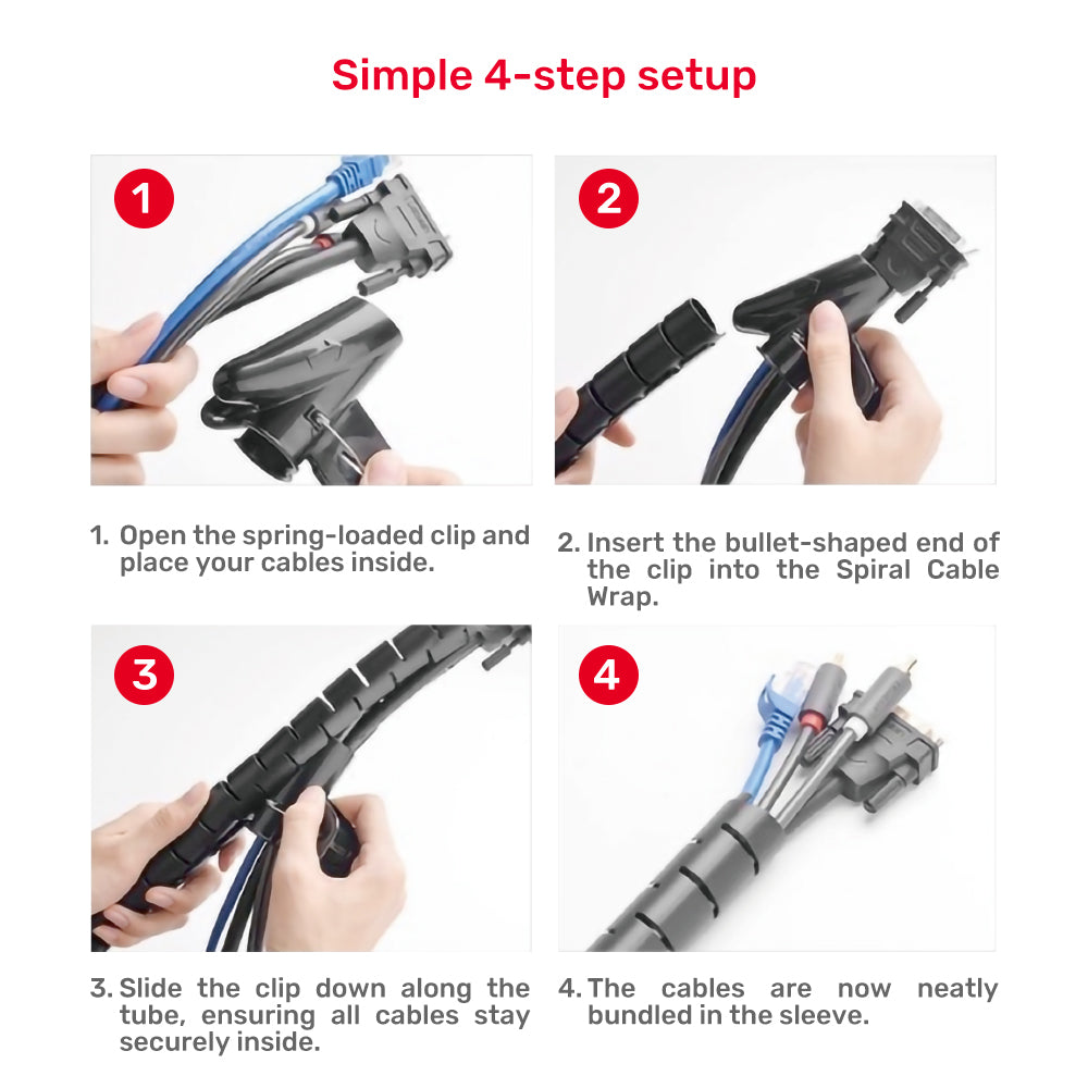 Spiral Cable Wrap (22mm Diameter Spiral Cable Wrap with Clip Zipper)