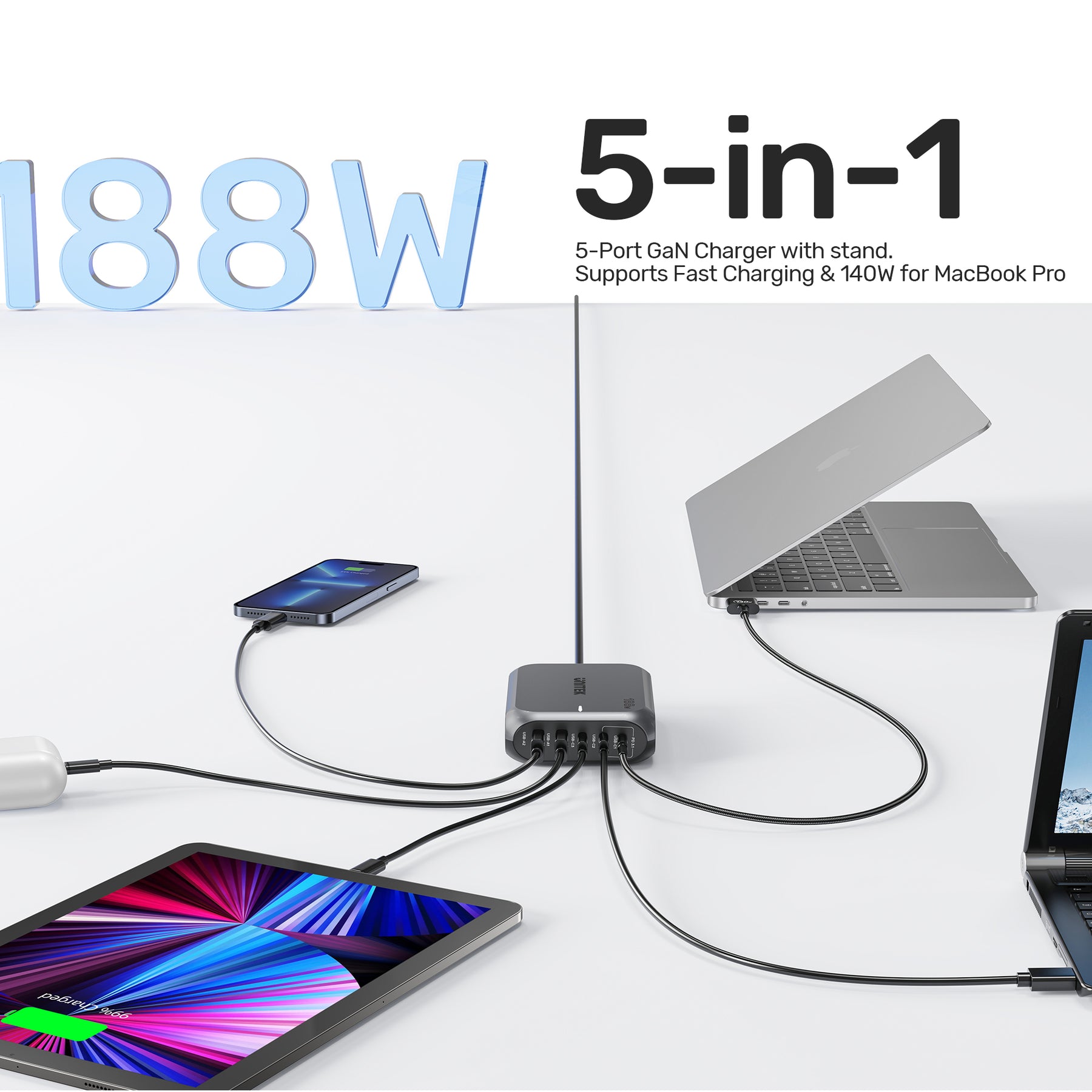 188W PD3.1 桌面氮化鎵充電站