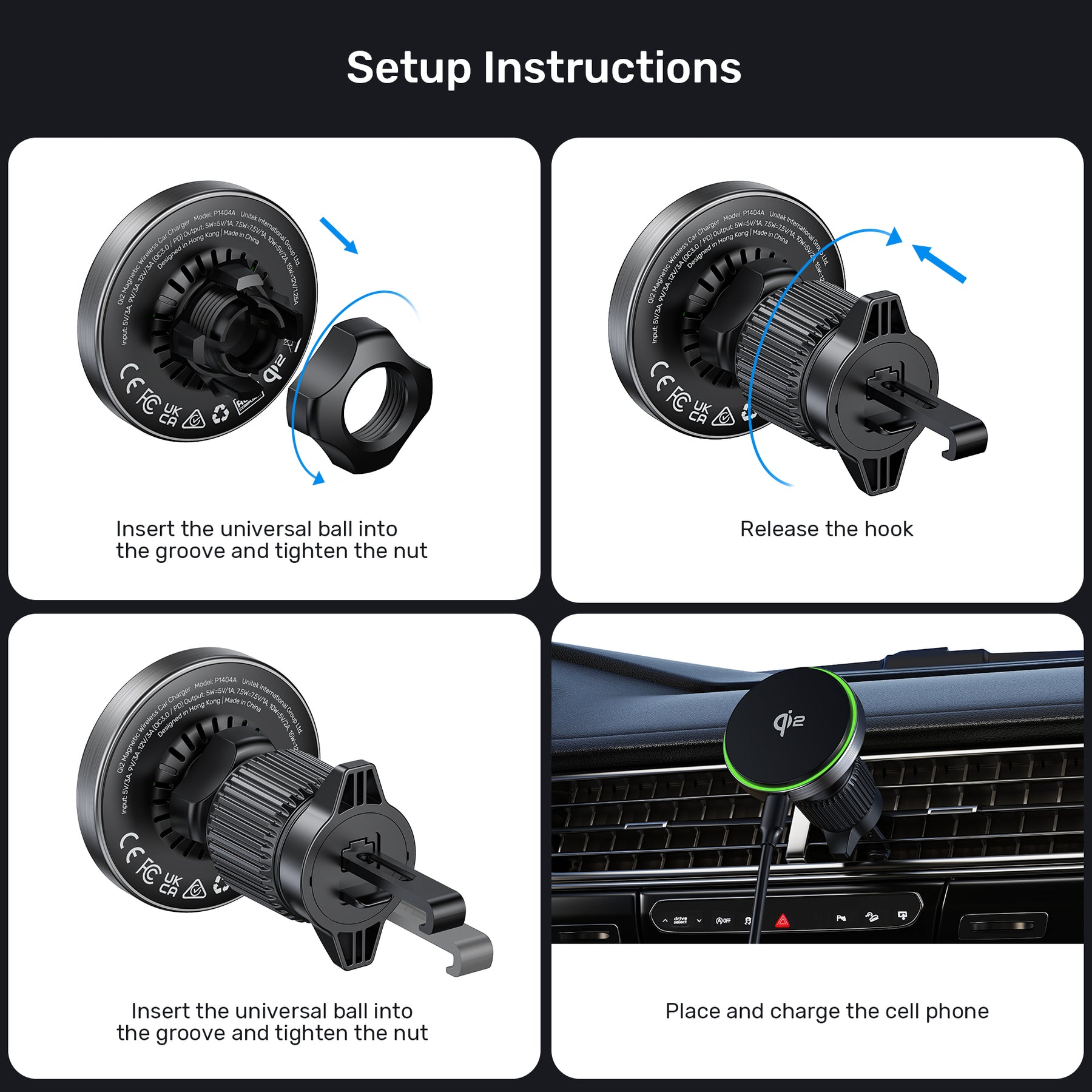 Qi2 磁性無線車用充電器