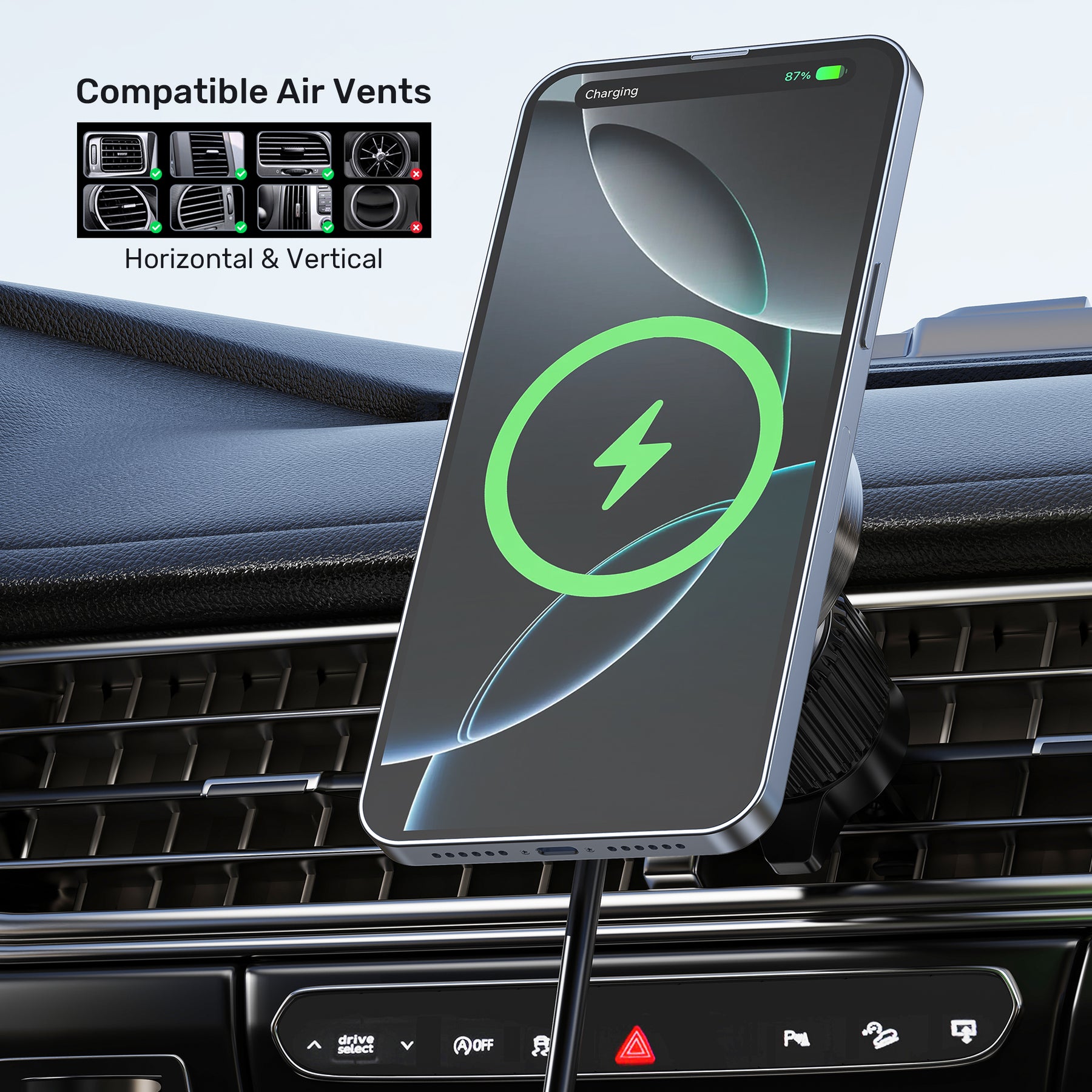 Qi2 磁性無線車用充電器