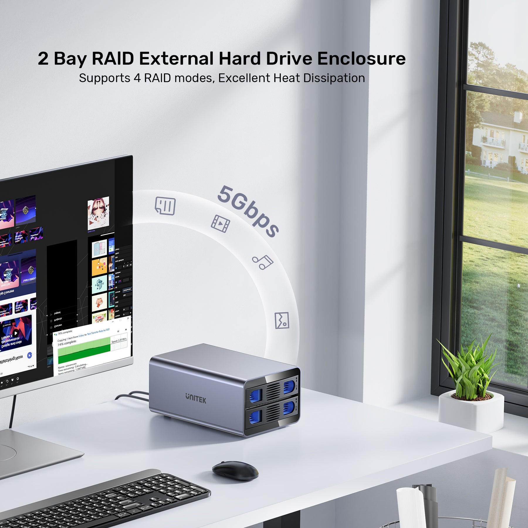 2 Bay RAID External Hard Drive Enclosure