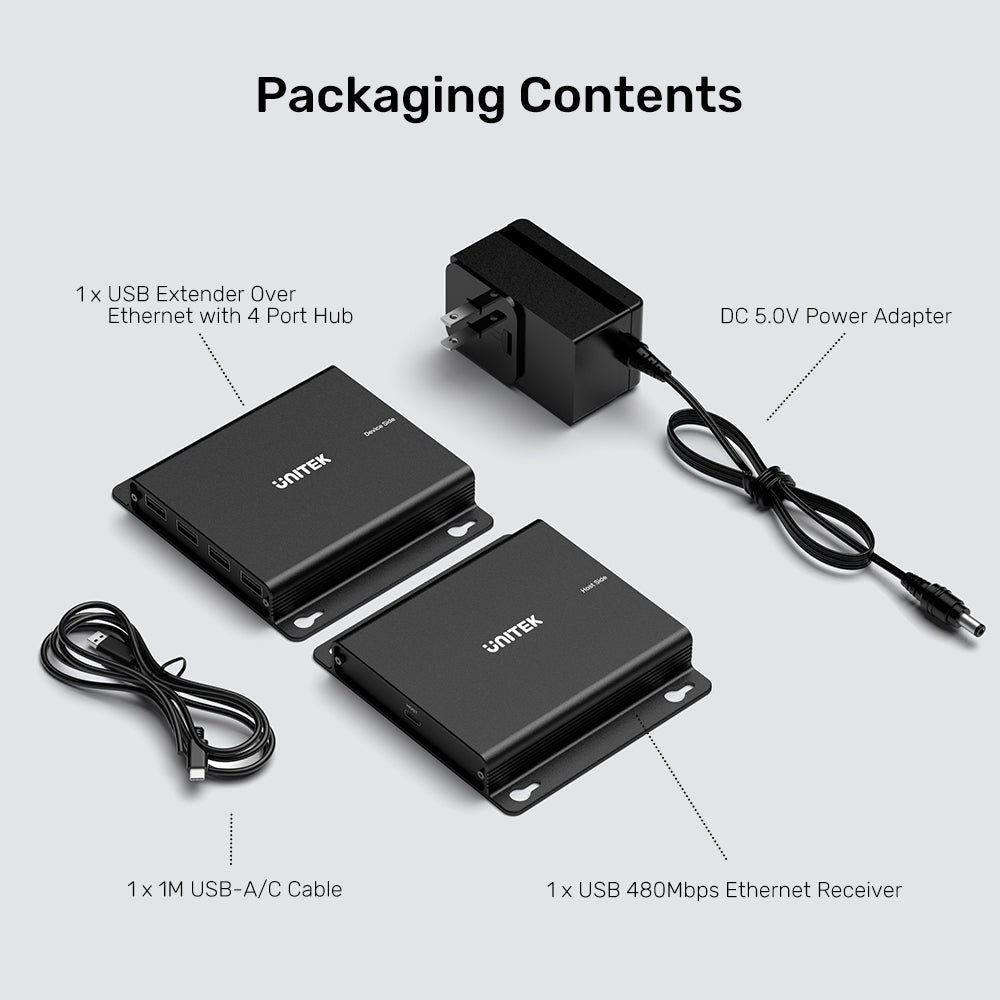 150米USB延長器透過以太網配備4端口集線器
