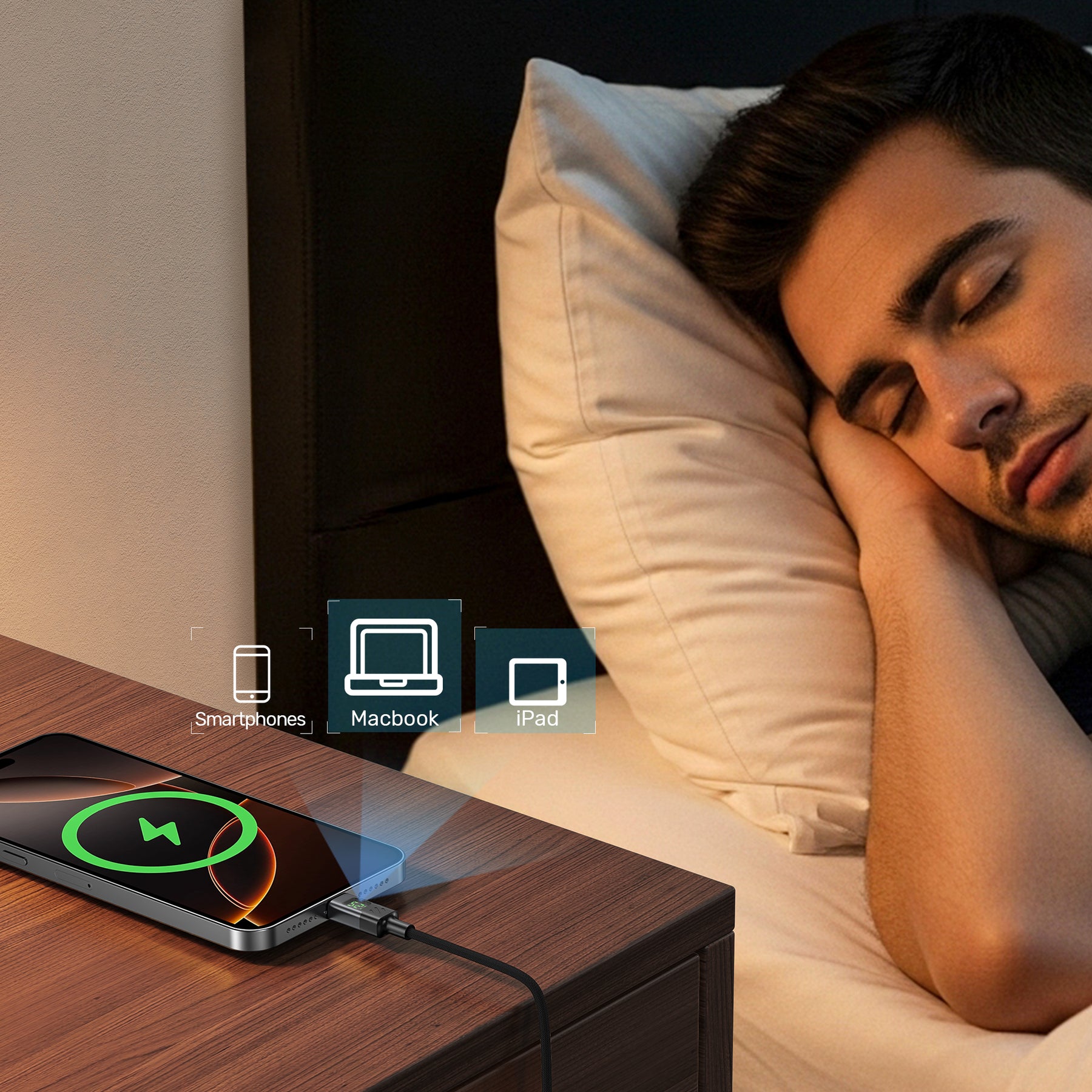 PD 60W USB-C Charging Cable with LED Display
