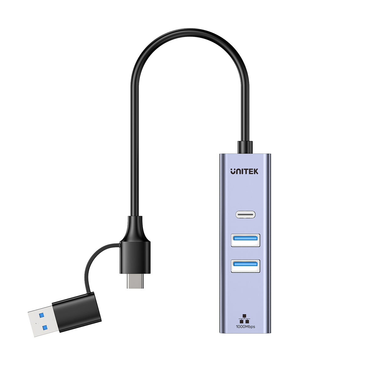 uHUB Q4+ 乙太網集線器 (2x USB-A, 1x USB-C 口)