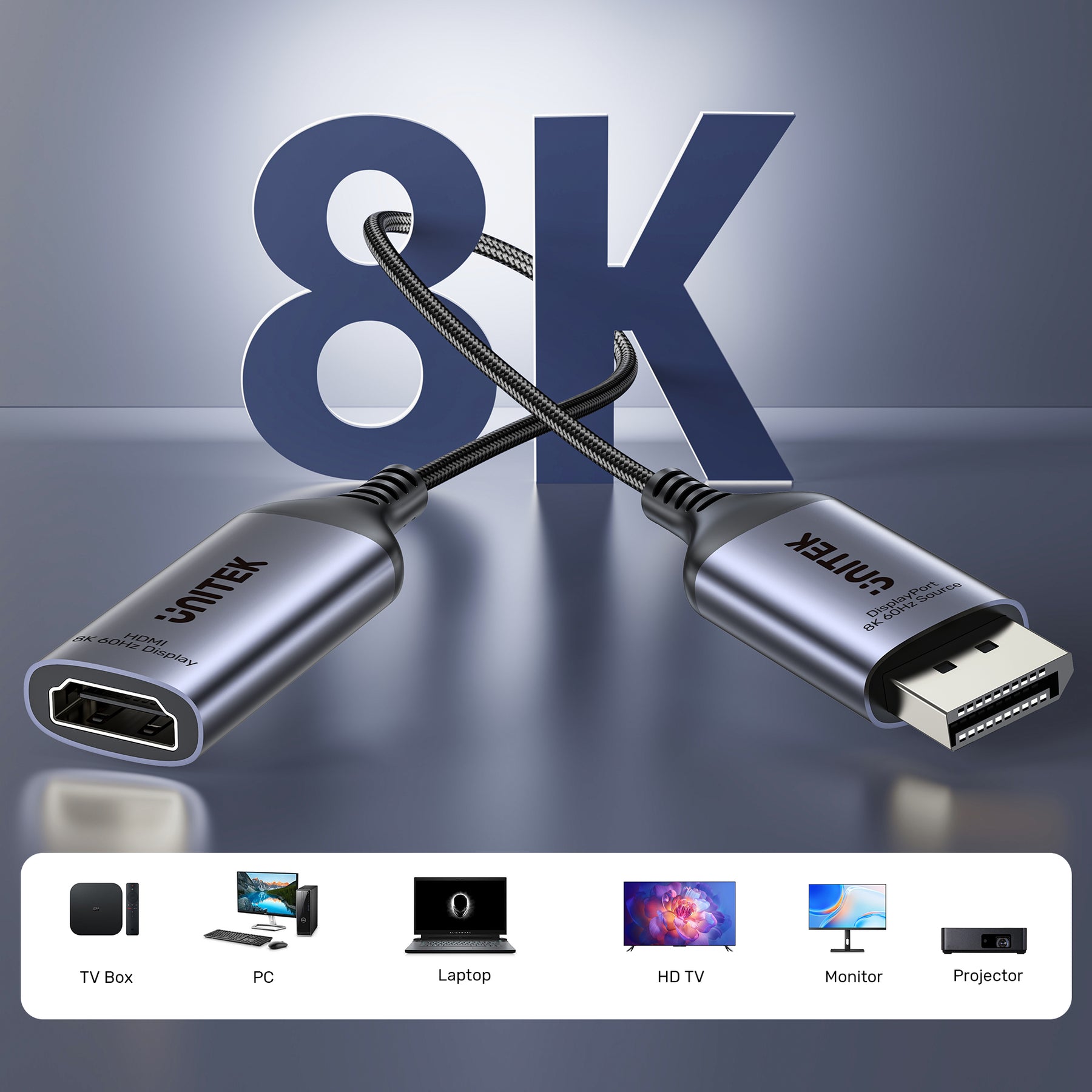 8K DisplayPort 轉 HDMI 轉接器