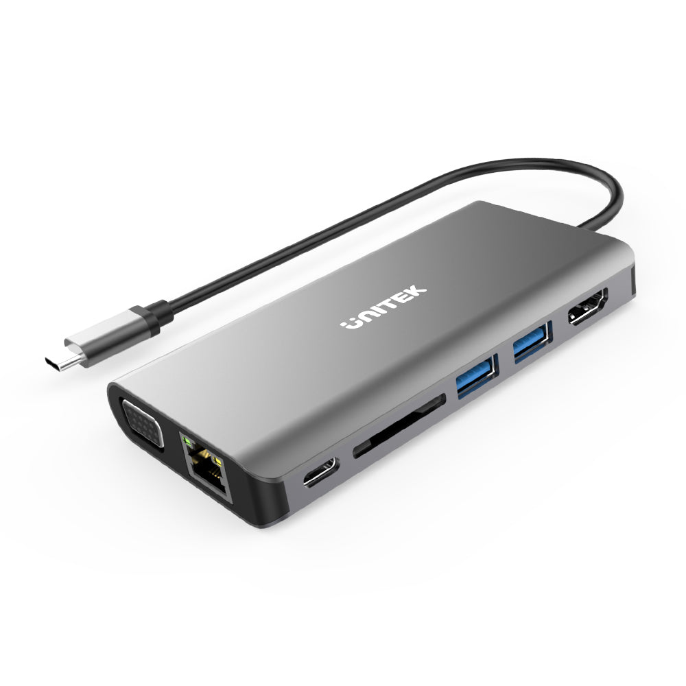 uHUB O8+ 8-in-1 USB-C Ethernet Hub with Dual Monitor, 100W Power Delivery and Card Reader