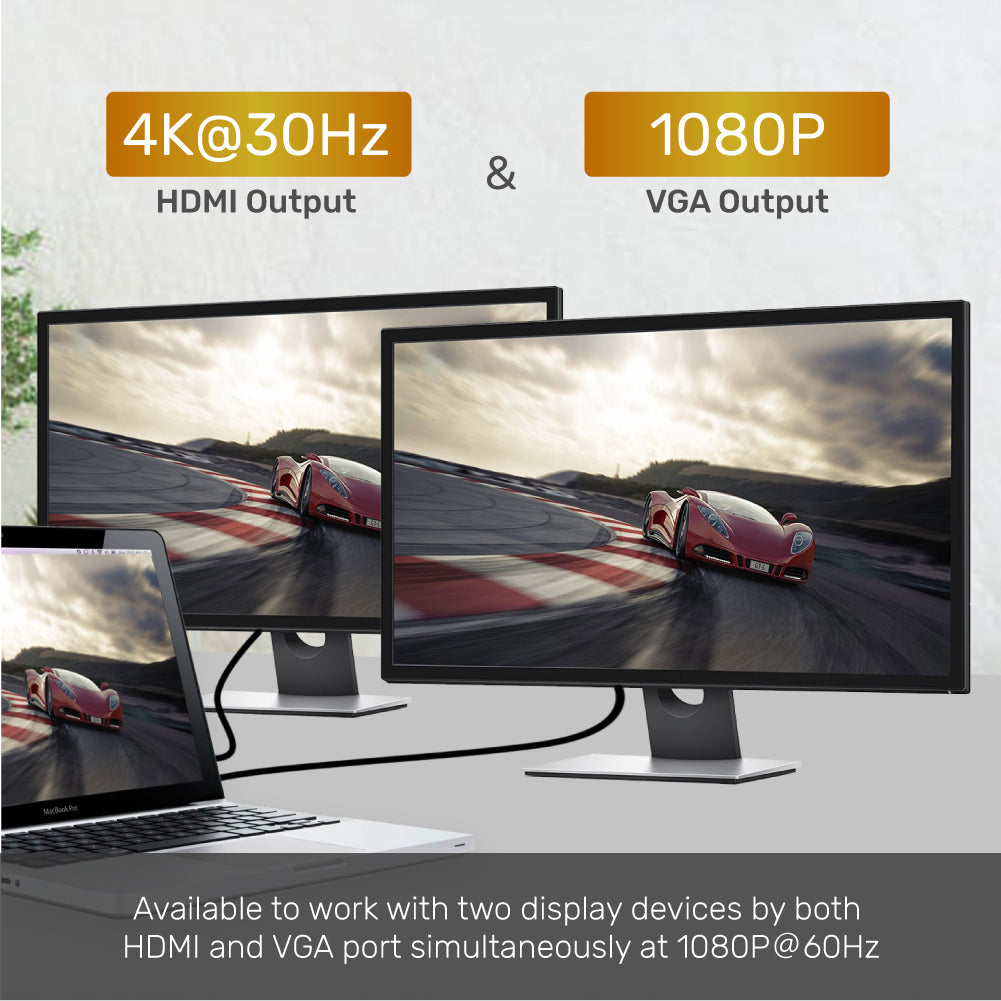 uHUB O8+ 8-in-1 USB-C Ethernet Hub with Dual Monitor, 100W Power Delivery and Card Reader