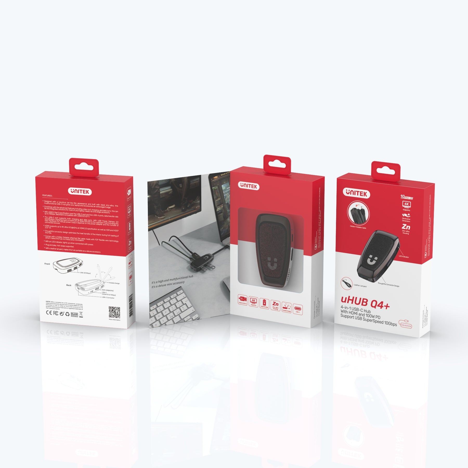 uHUB Q4+ 4-in-1 USB-C Hub with 10Gbps Data, HDMI and PD 100W