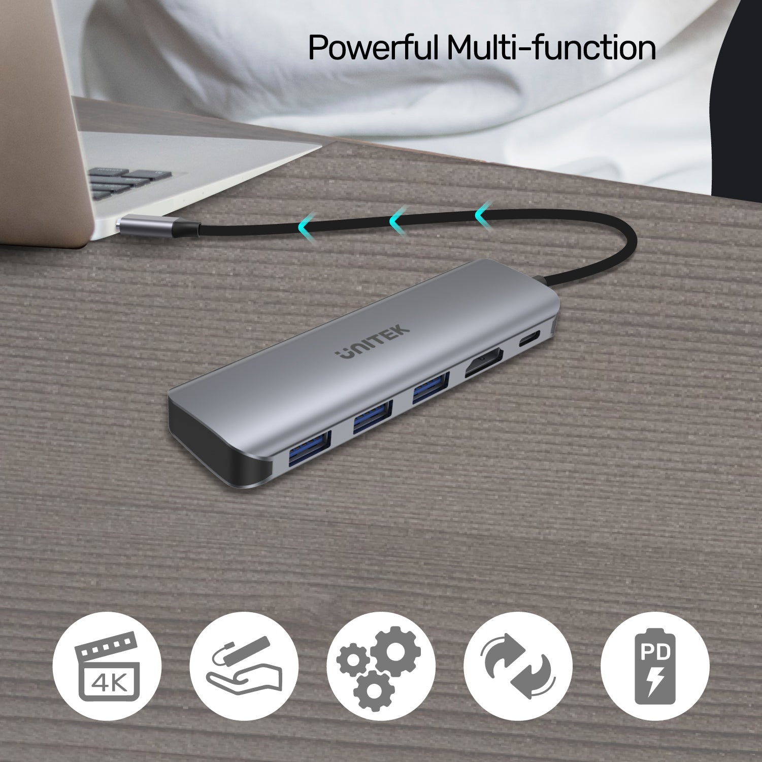 uHUB P5+ 5-in-1 USB-C Hub with HDMI and 100W Power Delivery