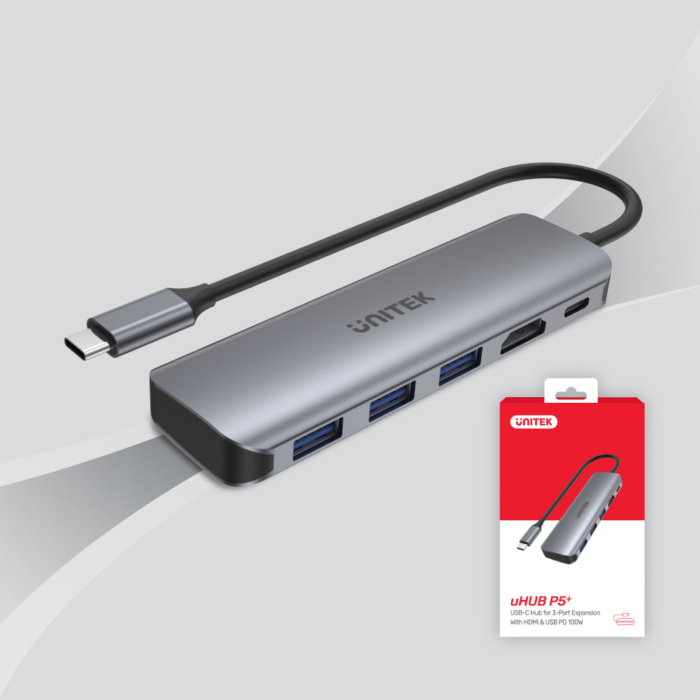 uHUB P5+ 5-in-1 USB-C Hub with HDMI and 100W Power Delivery