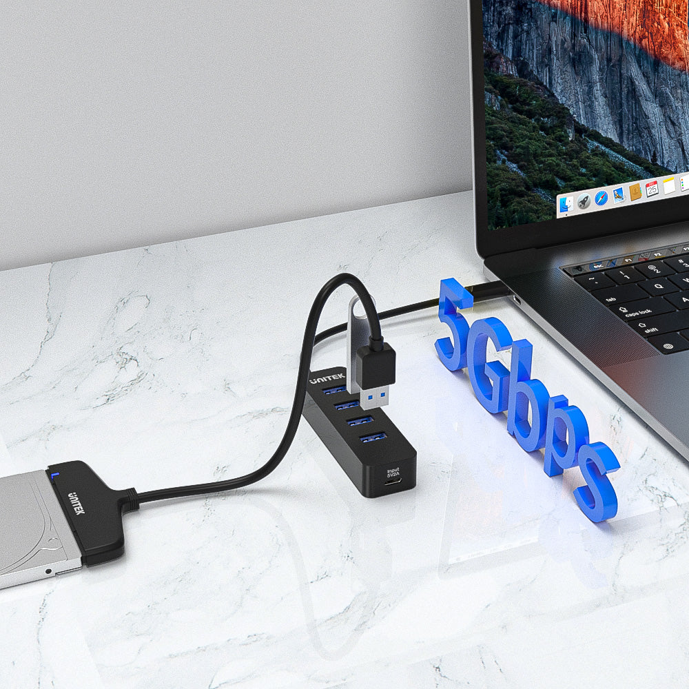 uHUB Q4 4接口 USB-C Hub (帶 USB-C 外接電源口)