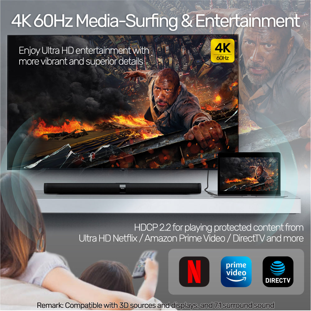 4K 60Hz USB-C to HDMI 2.0 Adapter with Nylon-Braided Cable