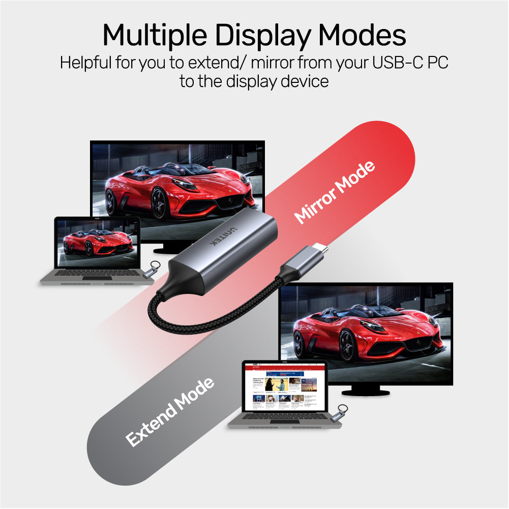 4K 60Hz USB-C to HDMI 2.0 Adapter with Nylon-Braided Cable