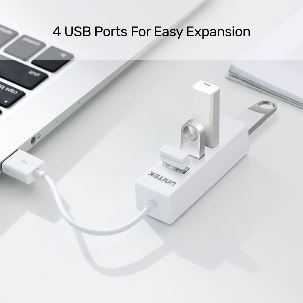 4 Ports USB 2.0 Hub in White
