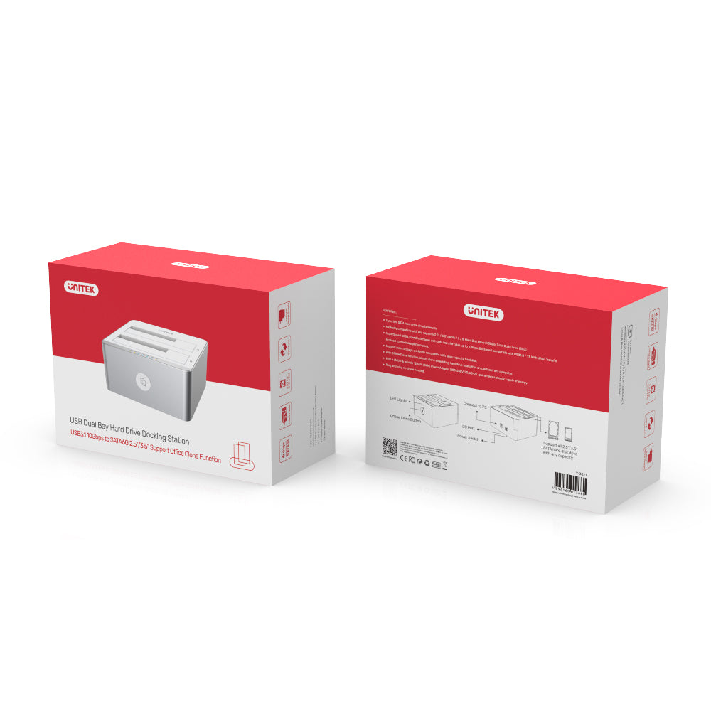 10Gbps 雙槽 USB-C 轉 SATA III 硬盤座 (具離線複製功能)
