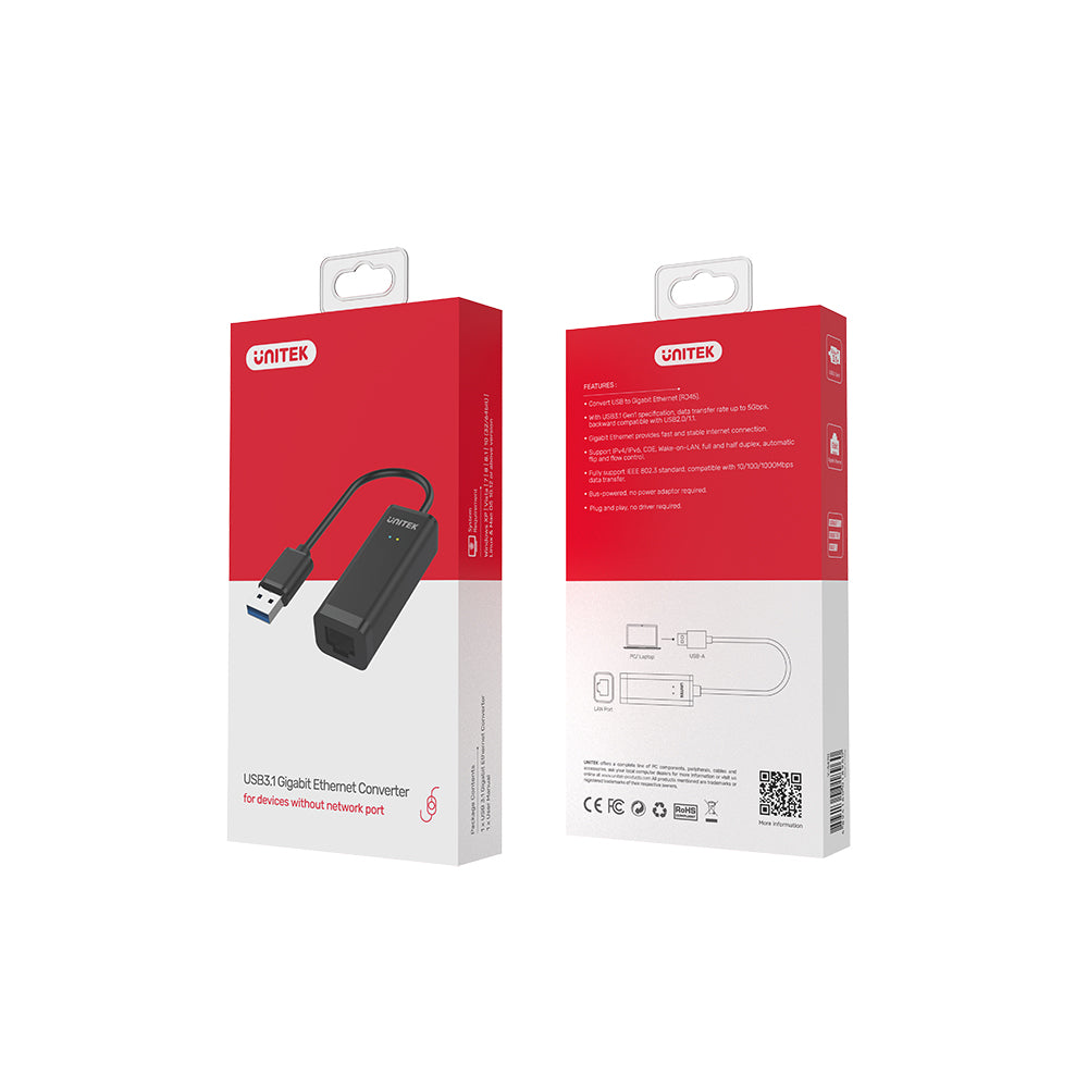 USB 3.0 to Gigabit Ethernet Adapter in Black