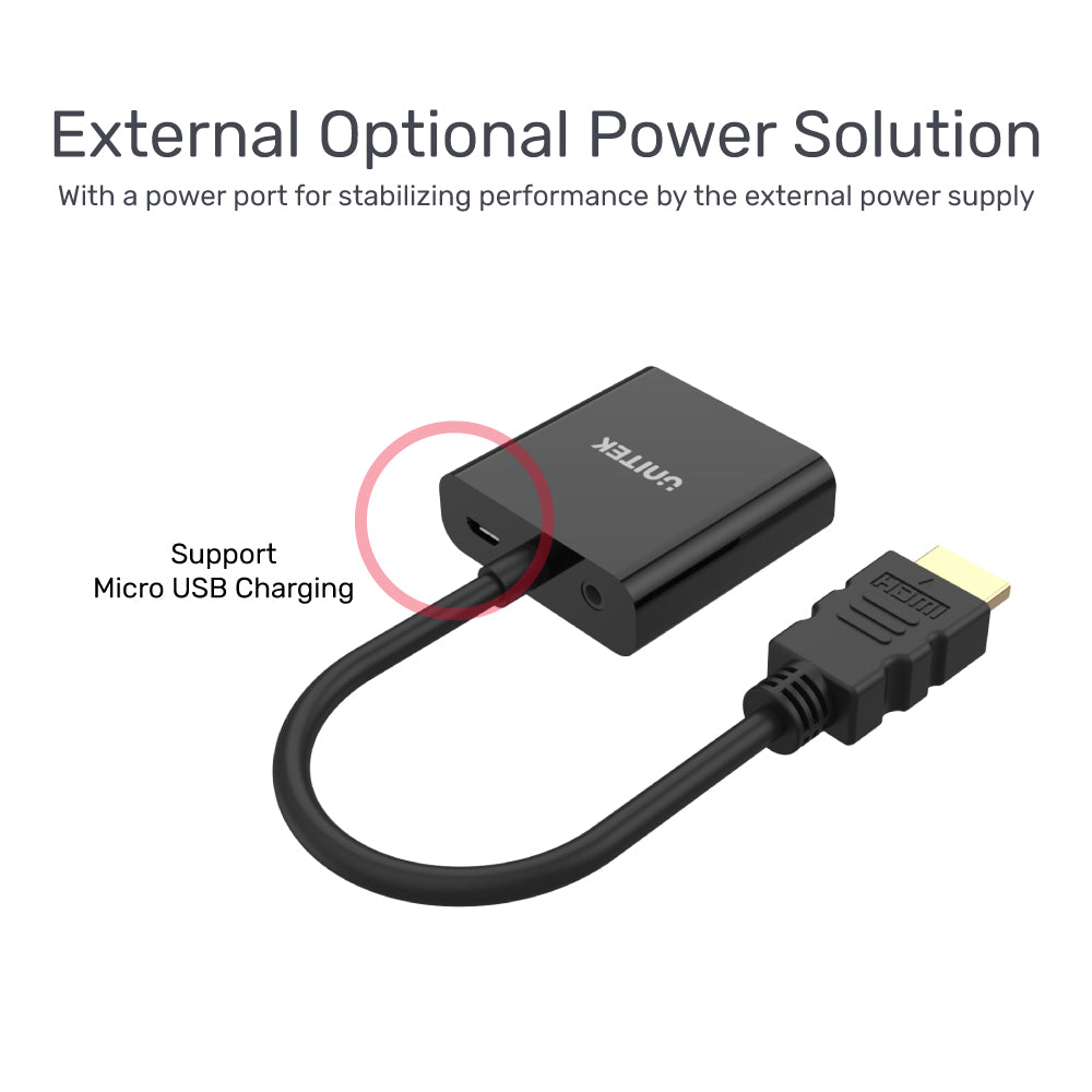 HDMI to VGA Adapter with 3.5mm for Stereo Audio plus Mini & Micro HDMI Adapter