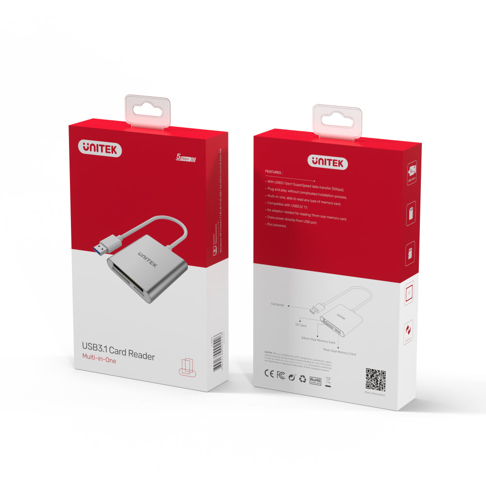 USB 3.0 3-Port Memory Card Reader
