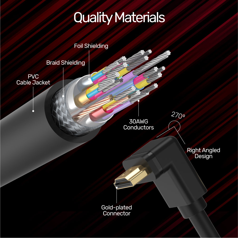 4K 60Hz High Speed HDMI Right Angle 270° Cable