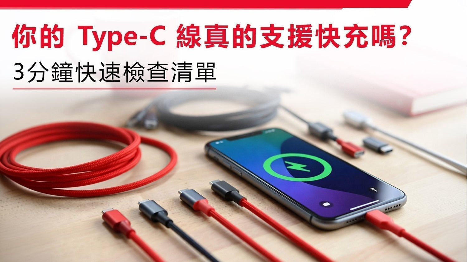 你的 Type-C 線真的支援快充嗎？3分鐘快速檢查清單（2026 最新版）