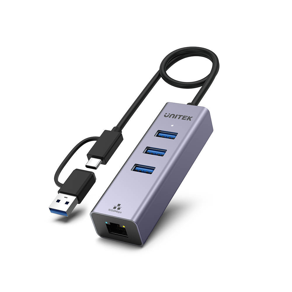 4合1 USB 3.0 乙太網接口 Hub (USB-A端口)