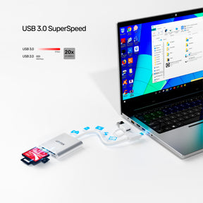 3 合 1 USB 3.0 讀卡器 (附 USB-C 轉接器) 