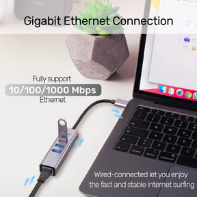 4合1 USB 3.0 乙太網接口 Hub (USB-A端口)