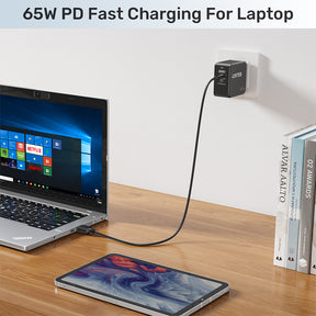 65W USB C to DC Charging Cable Rectangle DC Jack 11.0 x 4.5mm for Lenovo Laptops