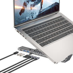 便攜式 USB-C 折疊電腦支架及擴充基座
