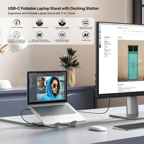 便攜式 USB-C 折疊電腦支架及擴充基座