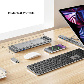 便攜式 USB-C 折疊電腦支架及擴充基座