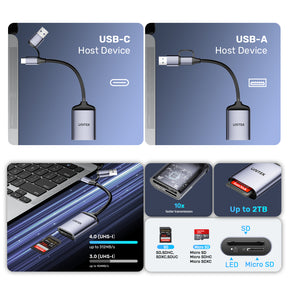2-in-1 USB-C/A SD4.0 Card Reader