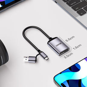 2-in-1 USB-C/A SD4.0 Card Reader