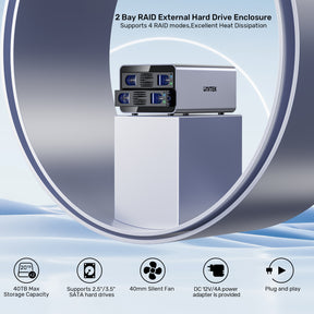 2 Bay USB-C RAID External Hard Drive Enclosure