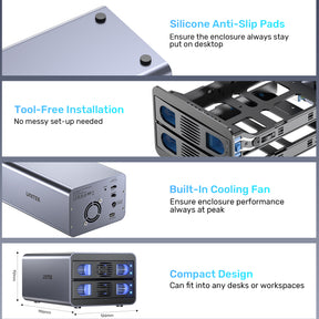2 Bay USB-C RAID External Hard Drive Enclosure