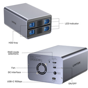 2 Bay USB-C RAID External Hard Drive Enclosure