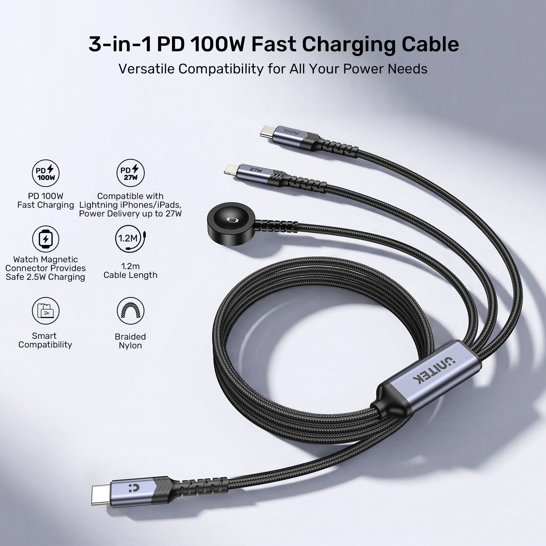 3-in-1 PD 100W Fast Charging Cable