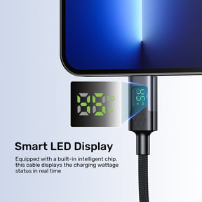 PD 60W USB-C Charging Cable with LED Display