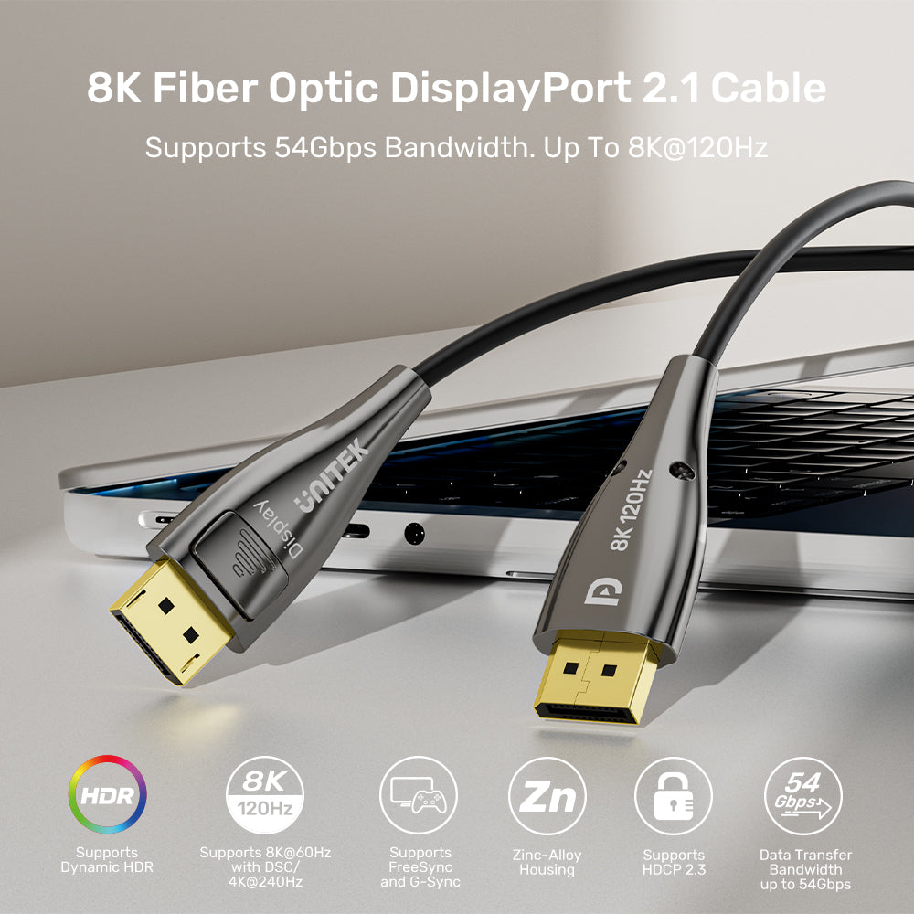 8K 光纖 DisplayPort 2.1 連接線