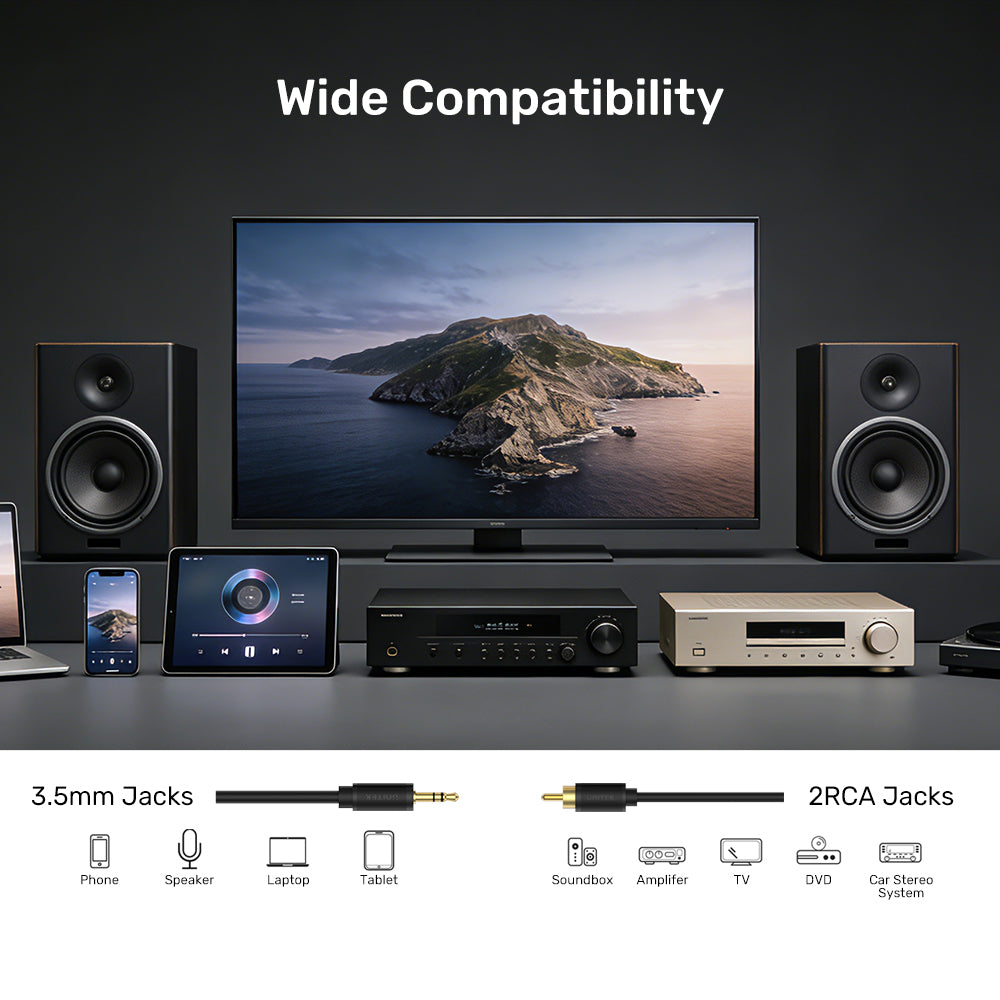 DC 3.5mm to 2RCA 音訊傳輸線