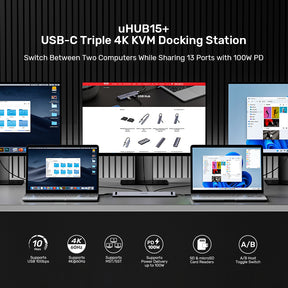 uHUB15+ USB-C 三螢幕 4K KVM 擴展塢