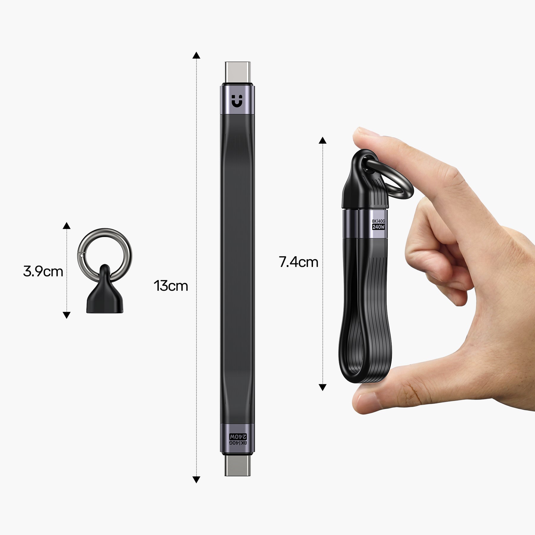 全功能 USB4 鑰匙扣型充電線 (240W快速充電)