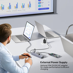 uHUB S7+ 7合1 USB-C 集線器 連三個 USB-C 10Gbps 口和 4 個 USB-A 5Gbps 口