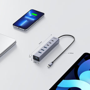 uHUB S7+ 7合1 USB-C 集線器 連三個 USB-C 10Gbps 口和 4 個 USB-A 5Gbps 口