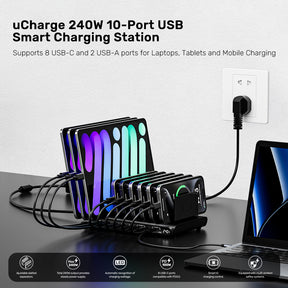 uCharge 240W 10端口USB智能充電站