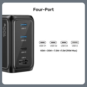 Rexo 100W 4 端口智能顯示 GaN 充電器